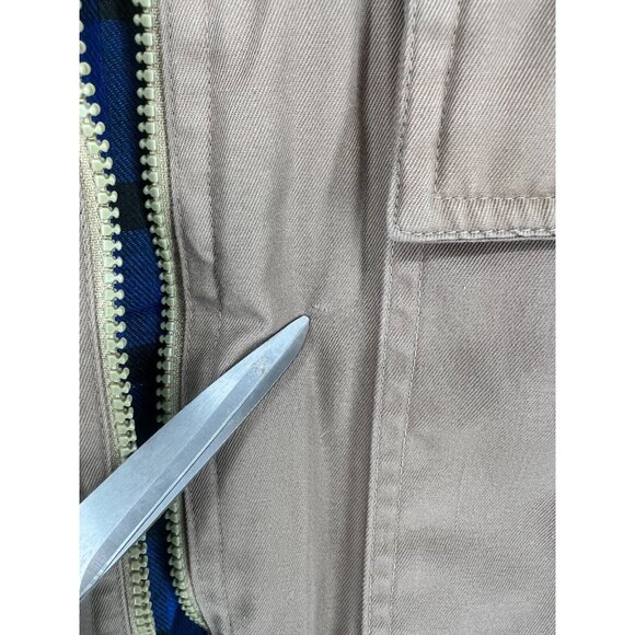 VTG Branded Lion Men's Brown Vest Pockets Insulated Blue Plaid Liners Size L - Picture 14 of 15